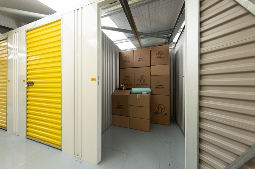 inside a self-storage unit